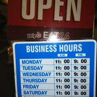 Hours of operation