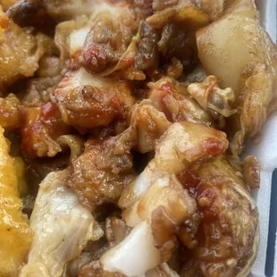 Chow fun they called it beef but no beef in here at all had to put hot garlic chilli