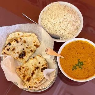 Butter Chicken, Naan, &amp; Basmati Rice