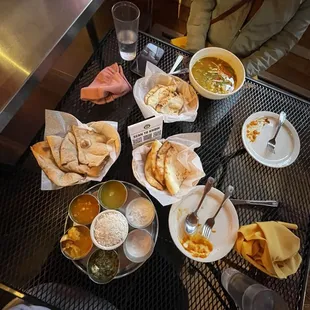 Sherpa Sampler (Vegetarian) Roti and Cheese Naan Lamb Stew