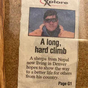 a newspaper advertiser for a long hard climb