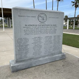 Plaque honoring the Soldiers during the Pearl Harbor attack
