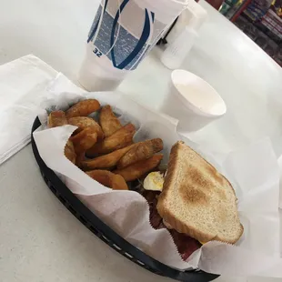 a sandwich and fries