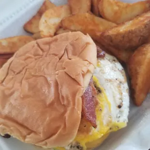 a burger and french fries