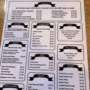 the menu
