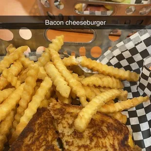 bacon cheeseburger and grilled cheese