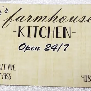 Sherry&apos;s Farmhouse Kitchen business card.