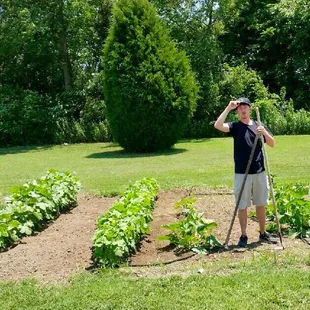 In back of restaurant where we grow a few of our vegetables