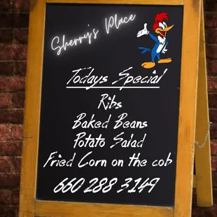 a menu on a chalkboard