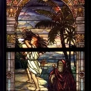 Stained glass window by Tiffany, The Sacrifice of Isaac, ca. 1908