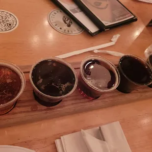 Beer flight during chocolate and beer dinner