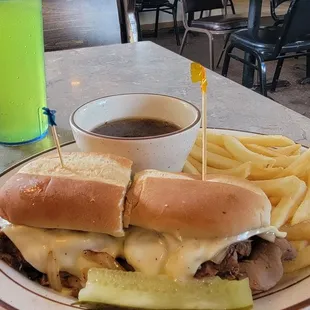 French dip, fries and soda under $10.  Great and affordable.!