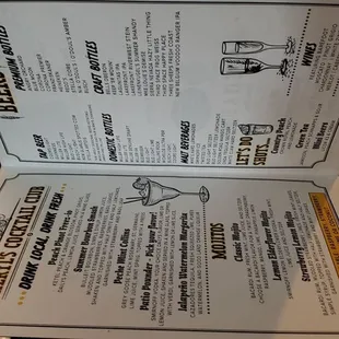 the menu for the restaurant