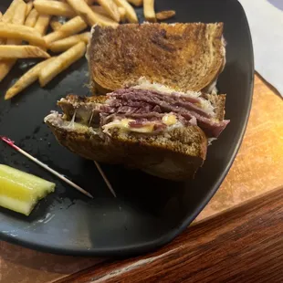Reuben- give it an A for flavor, but I wish the meat was sliced thinner so it was an easier eat