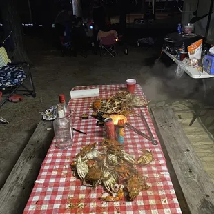 a table full of lobsters