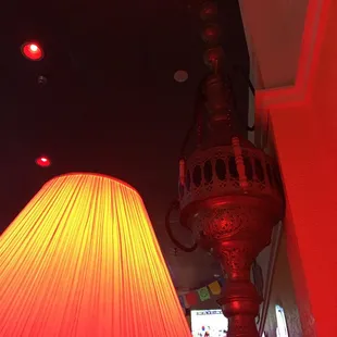 a lamp and a red light