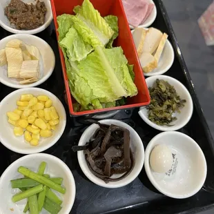 Accompaniments with the noodle soups