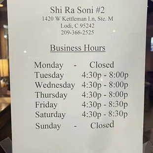 Business Hours