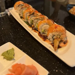 a sushi roll on a plate