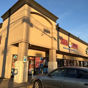 a car parked in front of the store