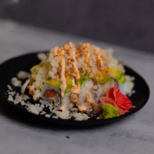 a plate of rice and vegetables