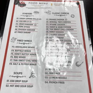 Food menu
