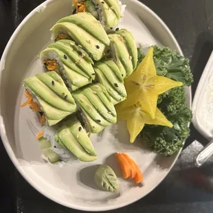 The vegetarian hand roll. A work of art.