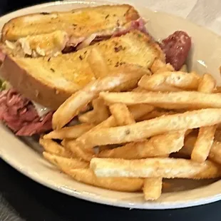 Corned beef and cheese with French fries which was as good as it looks