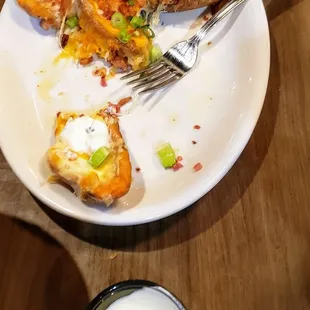 Spud skins appetizer