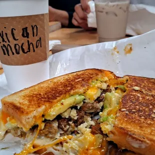 Del paso grilled cheese and Mexican Mocha