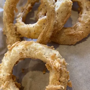 onion rings in a basket