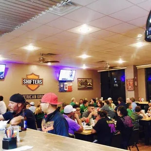 Hungry crowd enjoying their meal after the football game!!