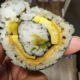 Close up of Fatty Vegetable roll.