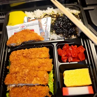 Lunch@Shiggy's; 12/26/2024.Take-out Bento, *Pork Katsu Bento* pretty filling &amp; reasonably priced, $12.99. Would have preferred Chicken Katsu