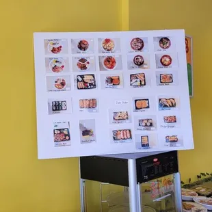 a display of food items
