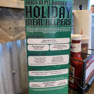Holiday menu
