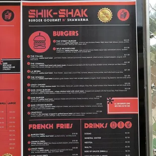 the menu for the restaurant