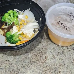 Vegtable ramen with veggie miso  broth