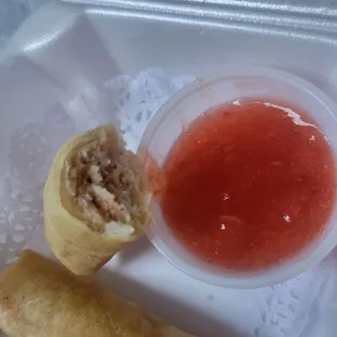 "Springroll' full of mushy stuff.