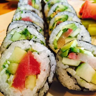 Tuna &amp; yellowtail rolls with avocado &amp; cucumber no mayo ;)