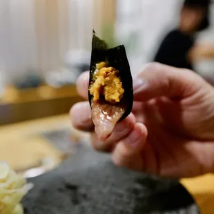 A5 Wagyu topped with uni