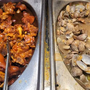 a variety of seafood dishes