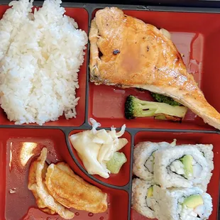 Teriyaki salmon bento box lunch special
