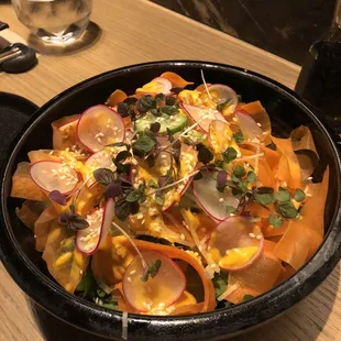 Gem salad with carrot dressing