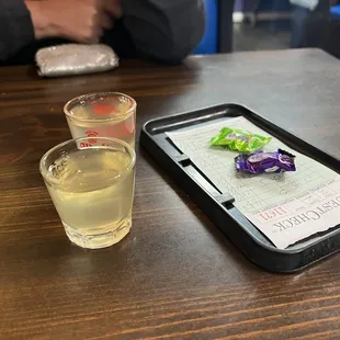 complimentary pineapple sake! Yum!