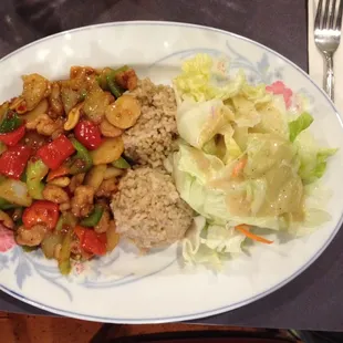 Kung pao chicken with brown rice