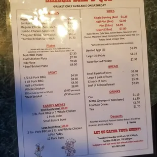 menu