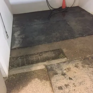 Wash stall drain always full of manure, dirt, and hair. Never cleaned...
