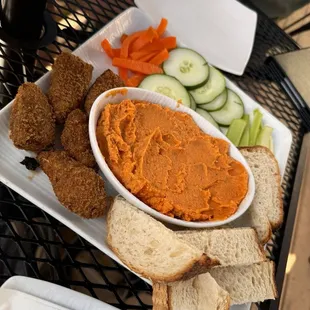Hummus... delicious fried artichokes .