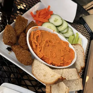 Hummus... delicious fried artichokes .